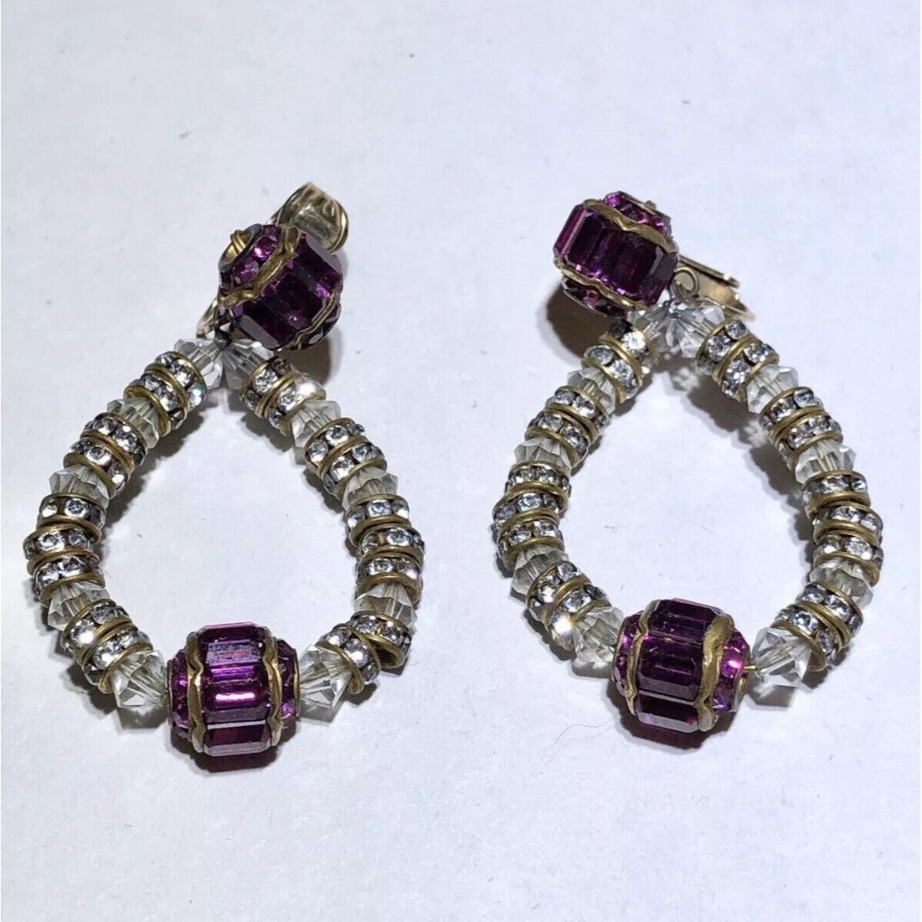 Vogue Jewelry Rhinestone Beaded Wire Wrapped Vintage Earrings